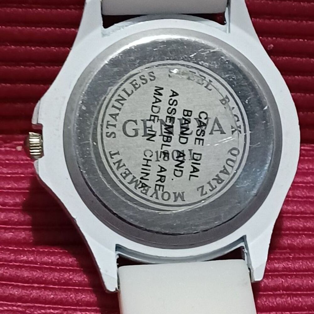 GENEVA Watch with Rhinestones and Soft White Wristband - Picture 3 of 3